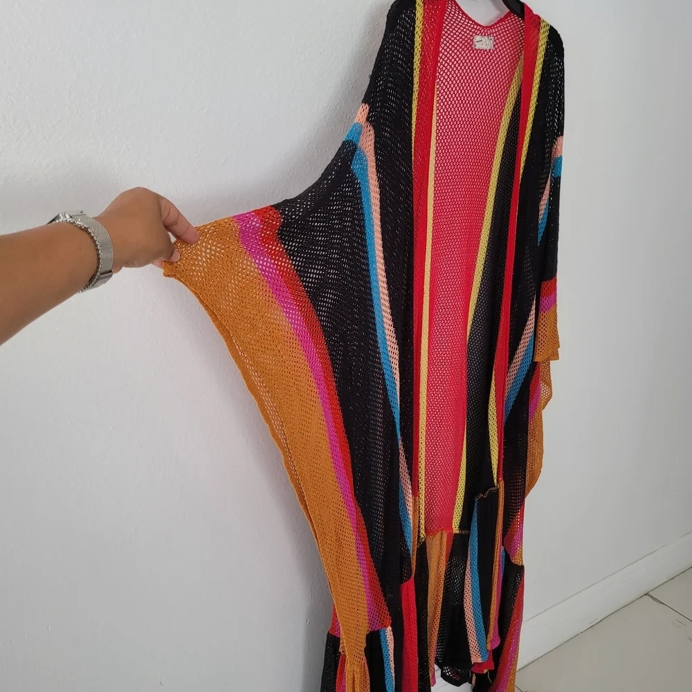 Free People sea vista striped maxi duster - pink One Size Cotton 100%